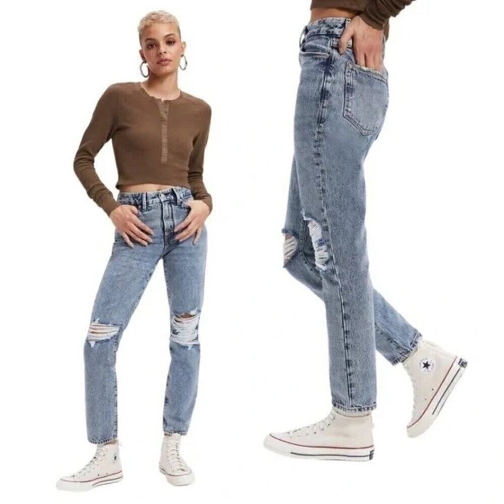 Good American NWT Good Classic High-Rise Distressed Jeans Size 2/26 Giftable